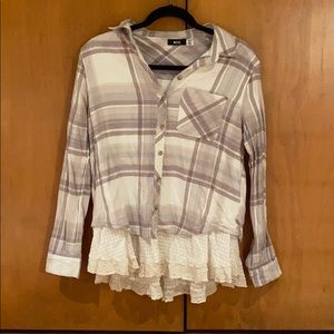urban outfiters flannel with lace trim